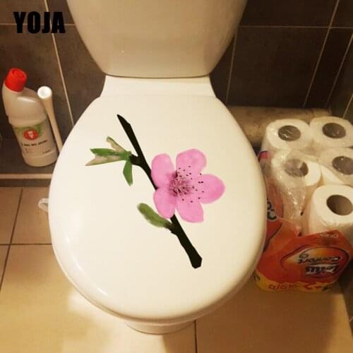 YOJA 24.2*14.6CM Peach Blossom Branch Beautiful Bedroom Wall Sticker Home Bathroom Toilet Sticker T1-0506