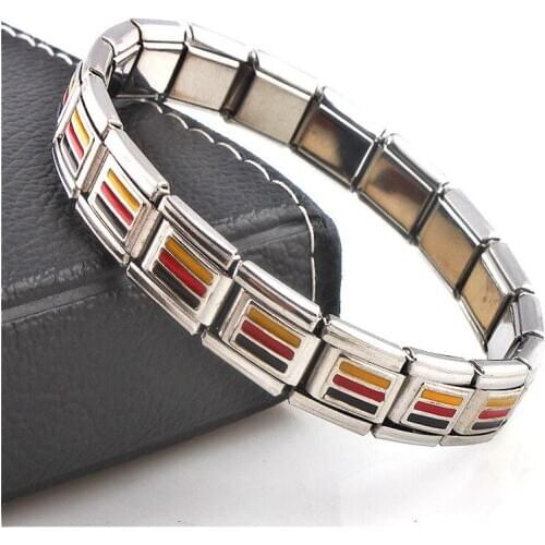 Jewelry German Flag Elasticity Elastic Energy Movement Magnetic Germanium Italian Charm Bracelet Fashion Stainless Steel ST11
