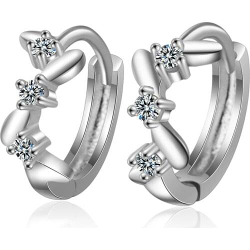 Simple Silver Color AAA CZ Stud Earrings For Women Infinite Twist Leaves Wedding Jewelry Christmas Gift pendientes