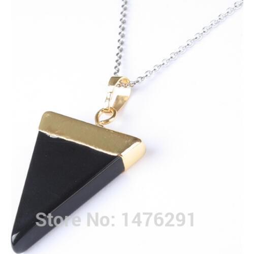 Fashion Jewelry Black Onyx Triangle Point Pendant 1PCS