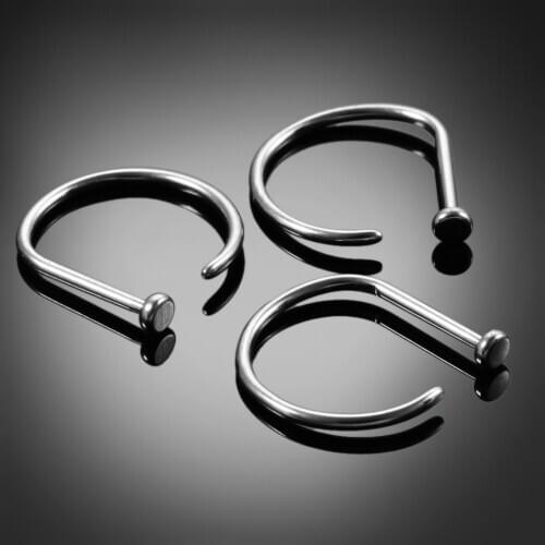 1PC G23 Titanium 20G Nose Rings D Shape Nose Hoop Nose Stud Piercings Nose Nostril Piercing Nariz Body Jewelry Piercings