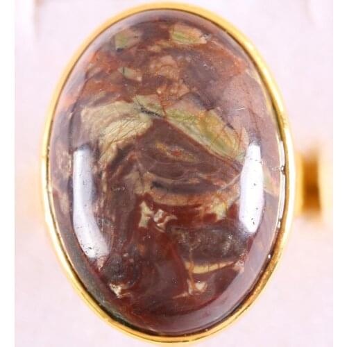 1Pcs Jewelry Gift Adjustable Ring For Women Men Natural Stone Oval Bead Green Jaspers Finger Ring Z323