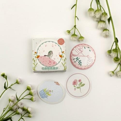 1 Pack (45 pcs stickers) Flower Birds Decorative Stickers Sealing Paste Stick Label
