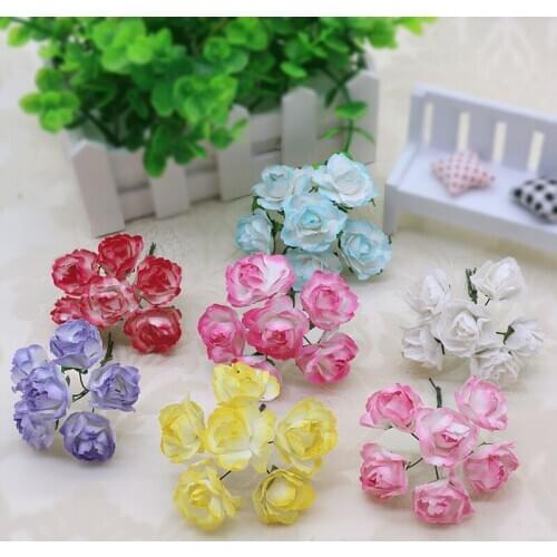 144pcs per lot Simulation flower wedding gift box decoration accessories artificial paper rose wreath headwear accessories