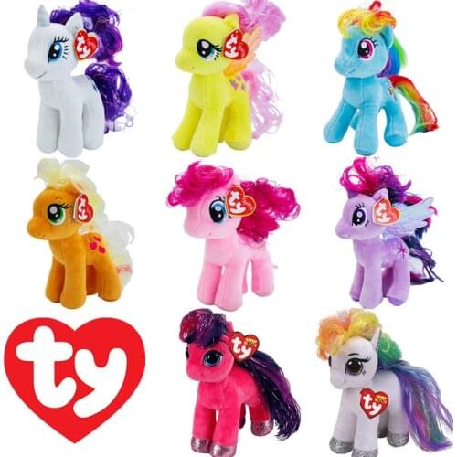 15cm Ty Beanie Animal Big Eyes Soft Stuffed Plush Colorful Pony With Shiny Wings The Multicolour Cute Pony Collection Doll Gift