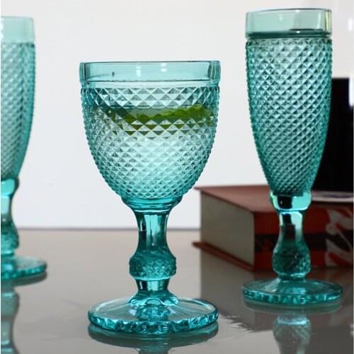 150-300ML European Embossed Color Goblet Juice Cup Restaurant Hotel Creative Ice Cream Goblet Champagne Cup Mug