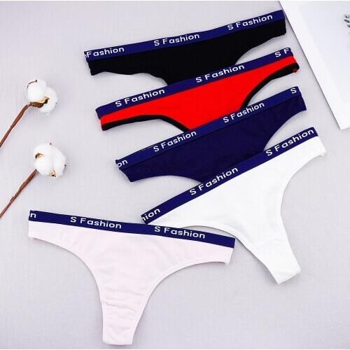 3 Pcs Sexy G String Thongs Lingerie Femenina Woman Underwear Panties Solid Color Letter Edge Sports Style Underpants Wholesale