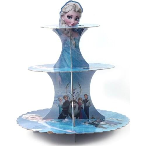 3 Tier Cake Holder frozen Queen Round Paper Cake Rack Baby Birthday Party Decorations Supplies Cardboard Cupcake Stand tool