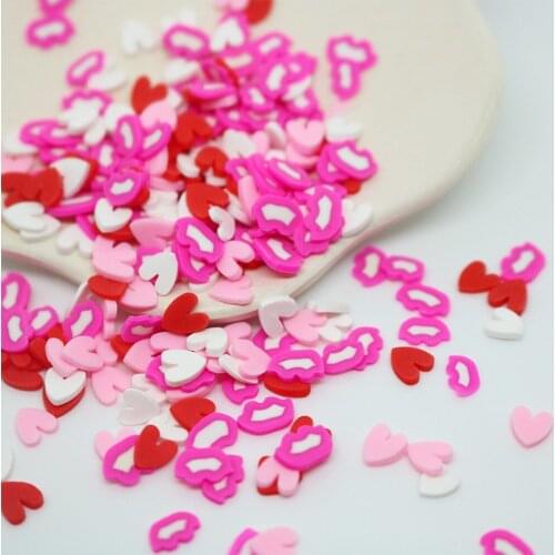 30/65g Lips Heart Shape Polymer Clay Slices Fake Sprinkles For Slime Filler Crafts DIY Nail Art Decoration Tiny Klei Accessories
