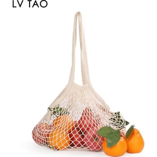 5Pcs Net Cotton String Shopping Bag Reusable Mesh Market Tote Organizer for Grocery Shopper Produce Storage Beach Toys Fruit Veg