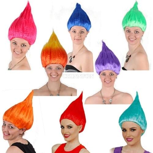 50Pcs/Lot Trolls Poppy Wig For Kids 36cm Wig Children Cosplay Party Supplies Trolls Wig 8 Colors Birthday Party Wigs