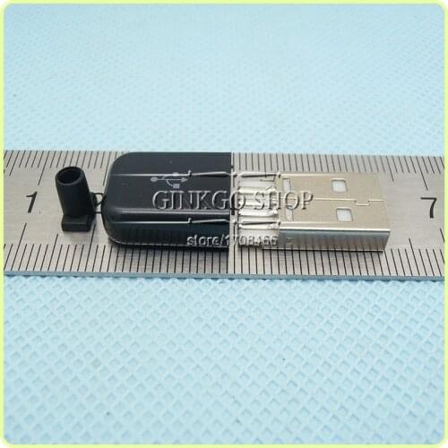 500sets/lot 3 in 1 2.0 USB Male plug with Plastic housing Shell Connector kit Black wire bonding DIY 2.0 Usb Sockect