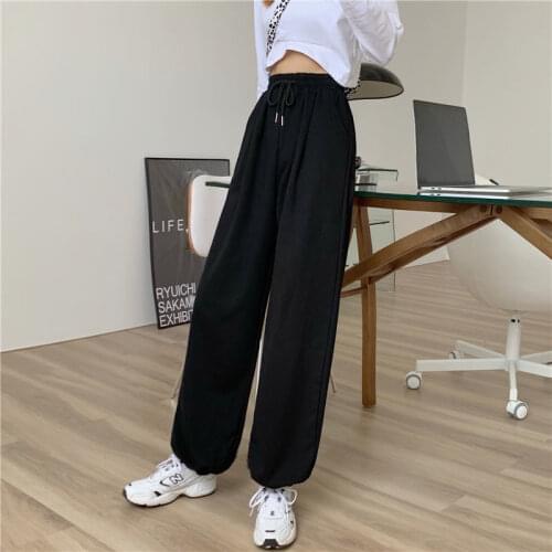 JUMPRS Loose Women Sweatpants Spring Baggy Fashion Oversize Jogger Trousers Sports Black Grey Casual Female Elastic Waist Pants