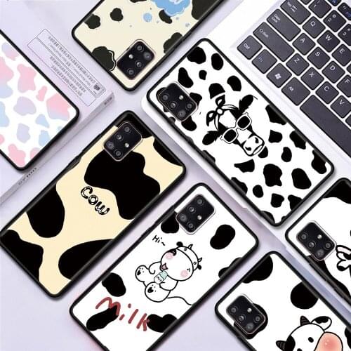 Cute Cow Spots Case for Samsung Galaxy A51 A71 A21s A31 A12 A41 A11 A51 A02s A42 A01 A32 5G A91 TPU Black Mobile Phone Bag Cover