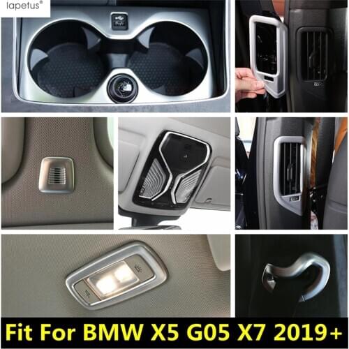 Lapetus Water Cup Holder / Roof Reading Lights Lamps / Safety Seat Belt Buckle Matte Cover Trim For BMW X5 G05 X7 2019 2020 2021