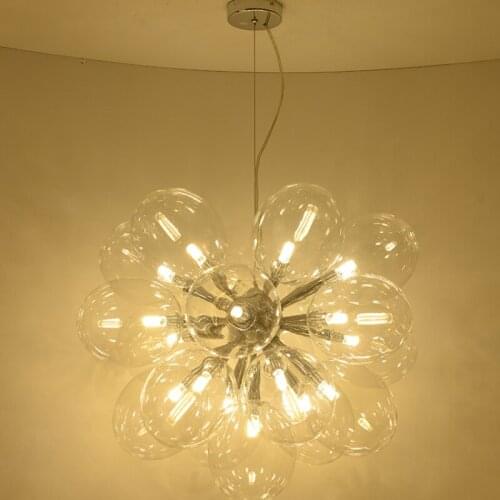 Diameter 62cm Post Modern 19 Light Dia62cm Led G4 Pendant Chandelier Dandelion Clear Bubble Plate Chrome / Gold Led Chandelier