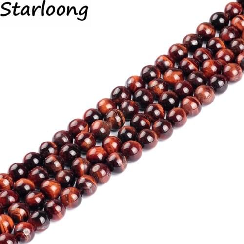 Round Red Tiger Eye Natural Stone Beads Selectable Size 6mm To 12mm Beads For DIY making Bracelet Strand 15"