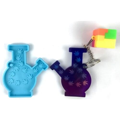 Handmade Weed Leaf Bottle Shape Slicone Molds Maple Leaves Pot Shaped Keychain Pendant Resin Molds Jewelry Craft Tools