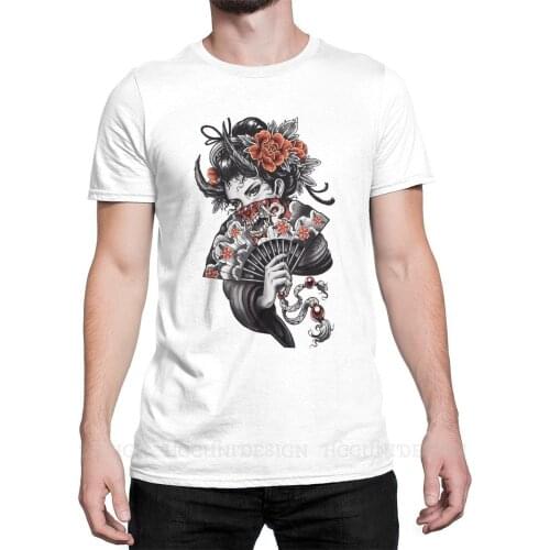 High Quality Men Japanese Geisha Samurai Tradition TShirt Demon Girl Pure Cotton Shirt Tees Harajuku For Adult