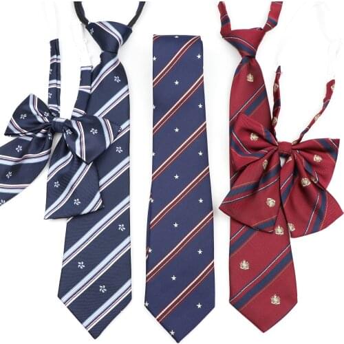 School Necktie Bowtie Set For Girl Boy Student Formal Uniform Tie Skinny Striped JK Cosplay Gravatas Party Daily Wear Accessory