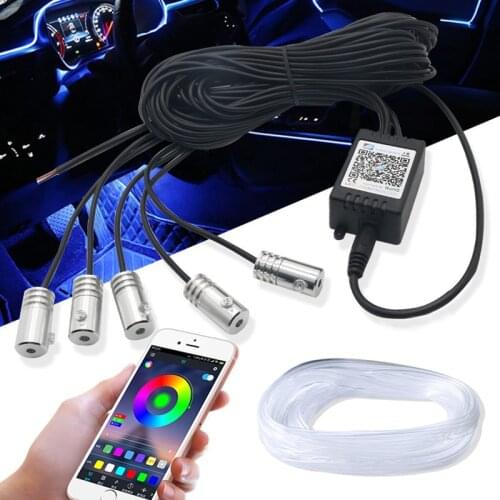 Car Interior Light RGB Multiple Modes App Sound Control Auto Interior Ambient Neon Wire Car Strip Led Light