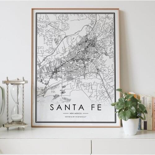 SANTA FE New Mexico NM usa city map Nordic Living Room Decoration Canvas Poster Modern Home Decor Art Print Painting