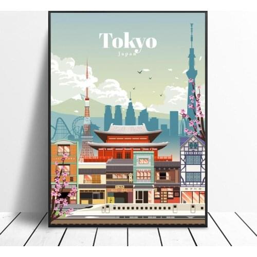 Visiting Tokyo Canvas Travel Poster Prints Home Wall Art Decor Painting