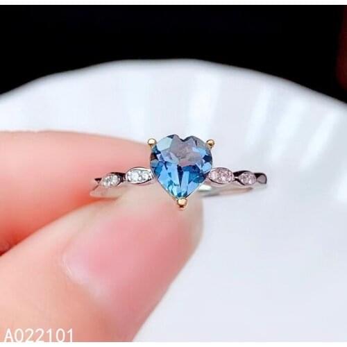 KJJEAXCMY fine jewelry S925 sterling silver inlaid natural blue topaz girl new popular ring support test Chinese style with box