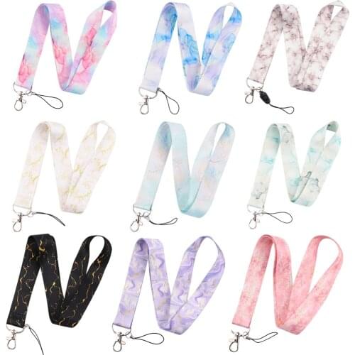 LB1358 Marble Key Lanyard Car Decoration Keychain Personalise Office ID Card Pass Gym Mobile Phone Key Ring Badge Holder Jewelry