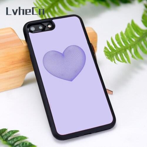 LvheCn Silicone Rubber Phone Case Cover for iPhone 6 6S 7 8 Plus X XS XR 11 12 Mini Pro Max Single Holographic Purple Heart