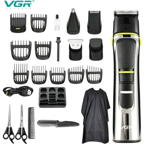 VGR Hair Clipper Rechargeable Wireless 5-in-1 Barber Tool Set Electric Hair Clippers for Waterproof Carving and Shaving V-100