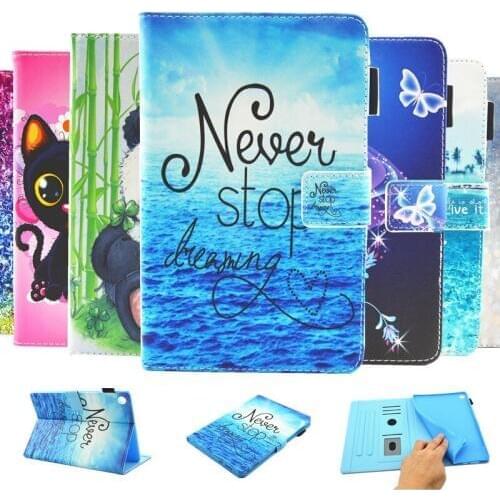 Fashion Cartoon Funda Case Stand Printed Cover Tablet Shell with Card Slots For Huawei MediaPad M5 8.4 inch SHT-AL09 SHT-W09
