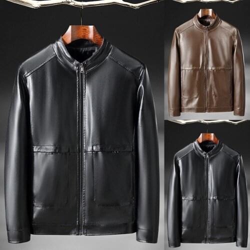 Men Faux Leather Jacket Motorcycle High Quality Classic Motorcycle Bike Jackets Male SlimS Fit PU Outwear Zipper Windbreaker New