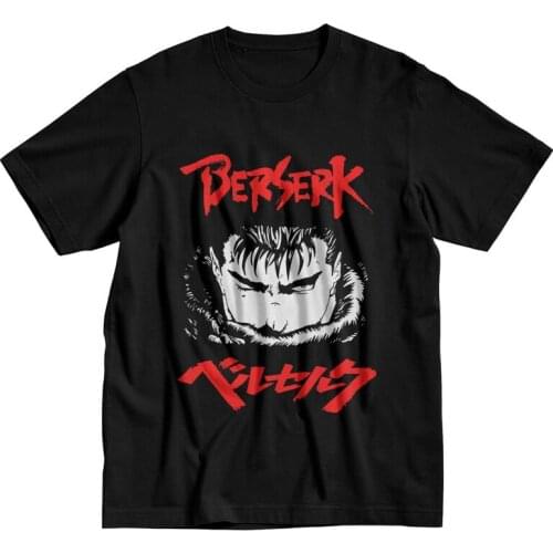 Male Berserk Guts T Shirts Short-Sleeve Cotton Tshirts Novelty T-shirt Designer Kentaro Miura Anime Manga Gattsu Tee Top Apparel