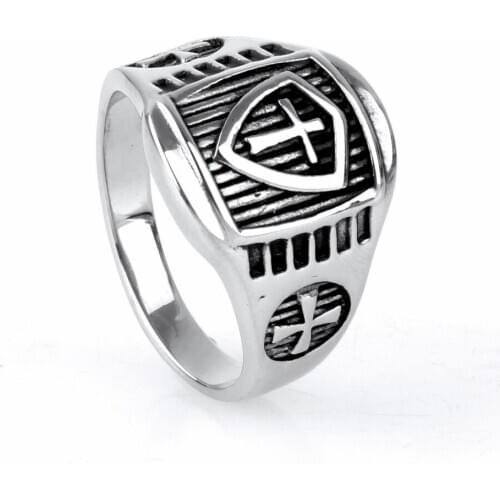 Punk Cool Silver color Black color Ring Cross 316L Stainless Steel Ring Mens Jewelry New