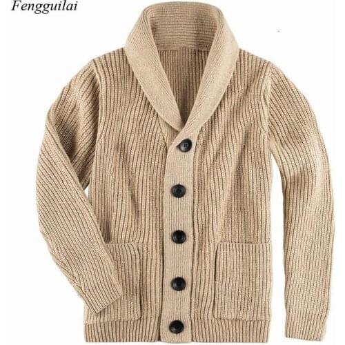 2021 Autumn and Winter Mens Knitted Long-Sleeved Sweater High Neck Single-Breasted Jacket Street Jacquard Casual Cardigan