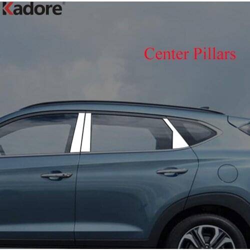 Window Center Pillar Post Cover Trim For Hyundai Tucson 2015 2016 2017 2018 Stainless Steel B + C Strip Car Styling Accessories