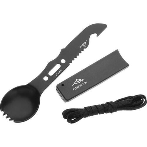 Outdoor Camping Multifunctiona Tools Portable Stainless Steel Tableware Camping Hiking Cookware Spoon Fork Knife Bottle Opener