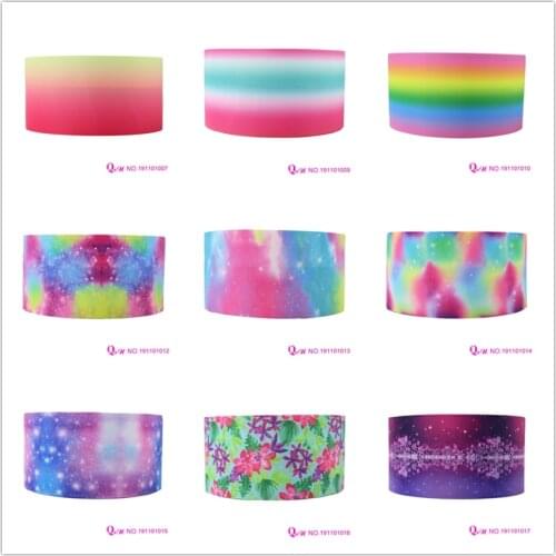 Q&N ribbon 50Yards 16mm-75mm Gradient pattern flower decorations Printed grosgrain Ribbons Gift wrapping DIY materials