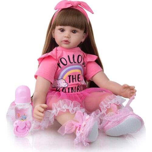 Lifelike 60 CM Soft Body Silicone Reborn Baby Doll Toy Like Alive twins girl toddler Princess Birthday Gift Fashion Present