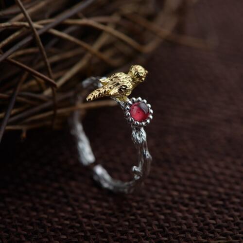 S925 silver simple personality bird shape exquisite unique ring