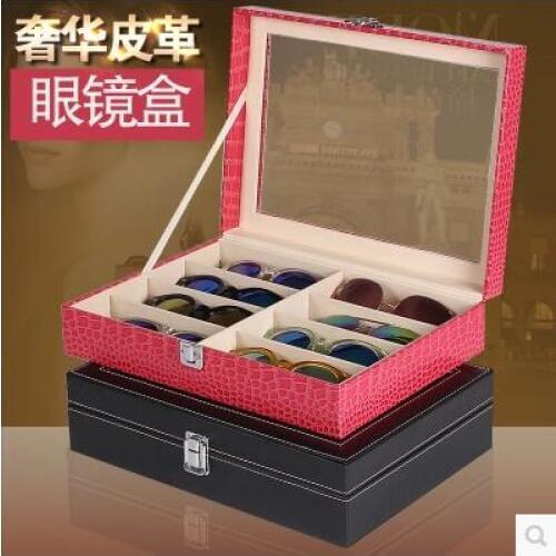 Fashion wooden stucture PU leather 8-grid glasses, sunglasses storage box jewelry organizer jewelry holder for sunglass YJ007