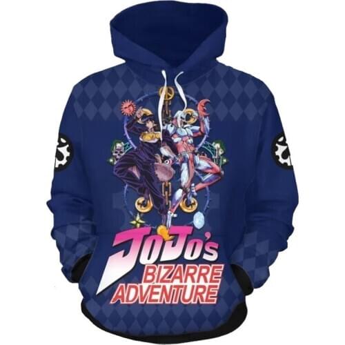 JoJos Bizarre Adventure Cosplay Hoodie 3D Print Costume Jacket Hoodie Sweatshirt Halloween Pullover Cartoon Jersey