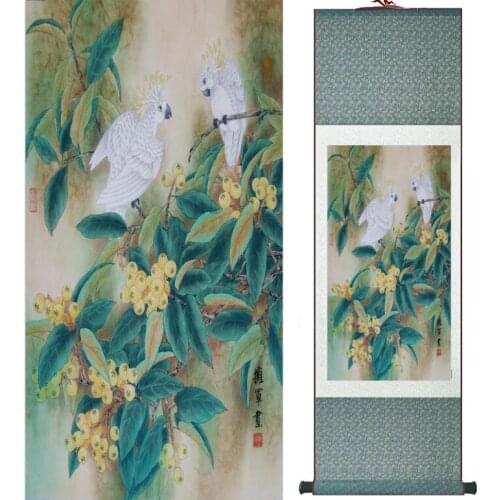 Traditional Birds and flower Painting Home Office Decoration Chinese scroll painting Spring Ink wash painting