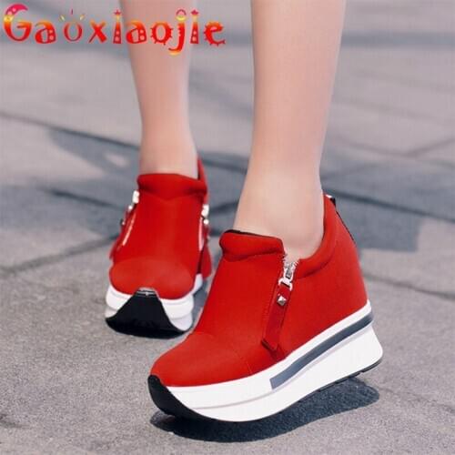 Casual Sports Shoes 2021 Womens Shoes Autumn New One Pedal Inner Increase Pointed Side Zipper Casual Loafers Women Single Shoes