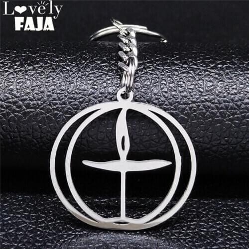 2021 Flaming Unitary Chalice Universalist Jewelry Silver Color Stainless Steel Keychains for Women/Men High Flame UU K1252S03S03