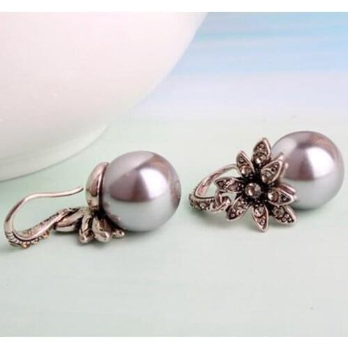 Vintage Sun Flower Imitate Pearl Crystal Dangle Earrings Women Fashion Jewelry Accessories Brincos Drop Shipping