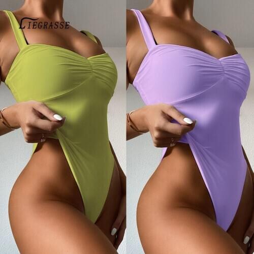 One Piece-Suits Bodysuit Push Up Sexy Crapy Bikini High Cut One Piece Swimsuit Female Monokini Padded Swimwear New Bathing Suit