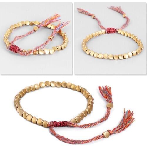 1pc Ethnic Style Copper Beads Colorful Rope Pull Bracelet For Ladies Rosary Mens Jewelry and L0W7