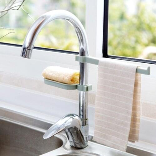 1pcSink Hanging Storage Rack Storage Holder Sponge Bathroom Kitchen Faucet Clip Dish Cloth Clip Shelf Drain Dry Towel Organizer